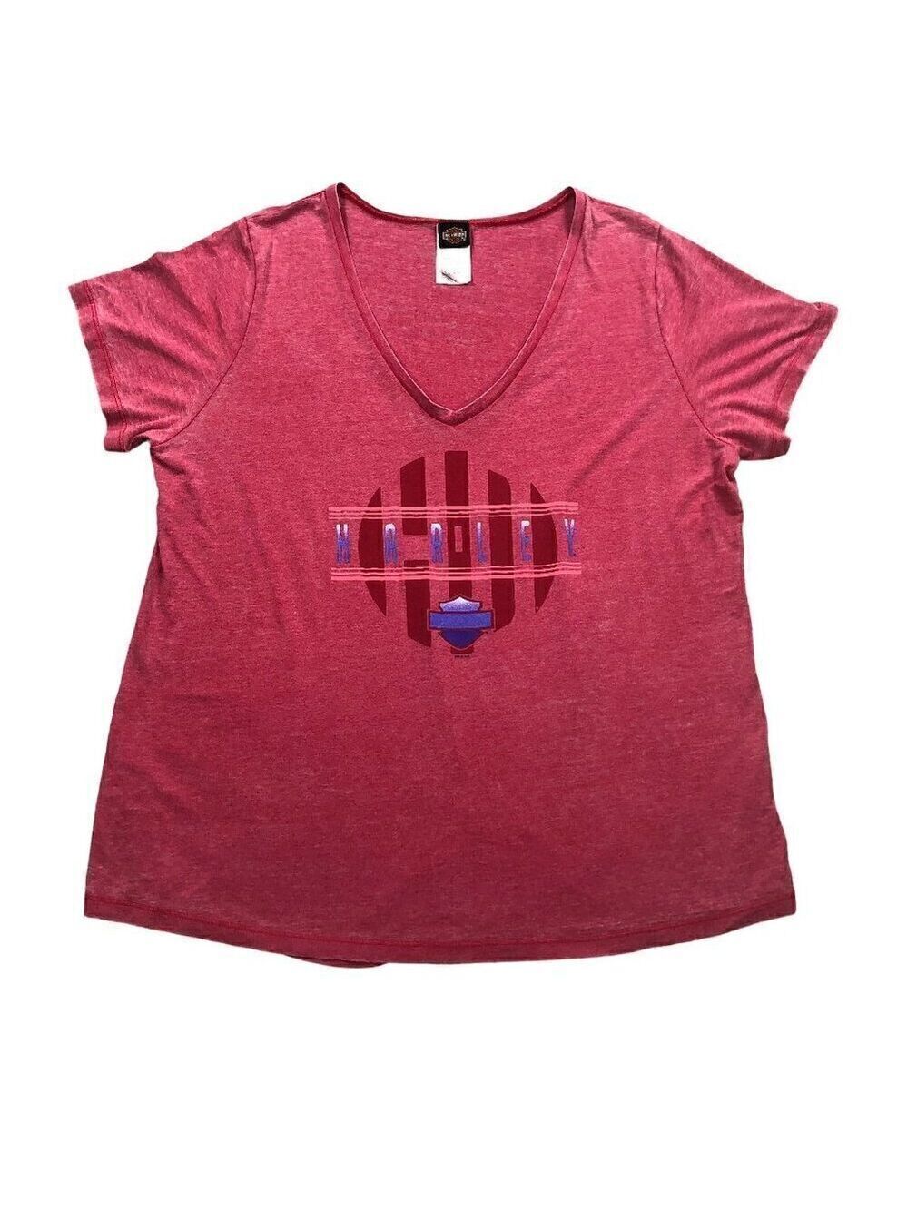 Harley-Davidson Women's V-Neck Short Sleeve Burnout Tee Heather Red Size 1X